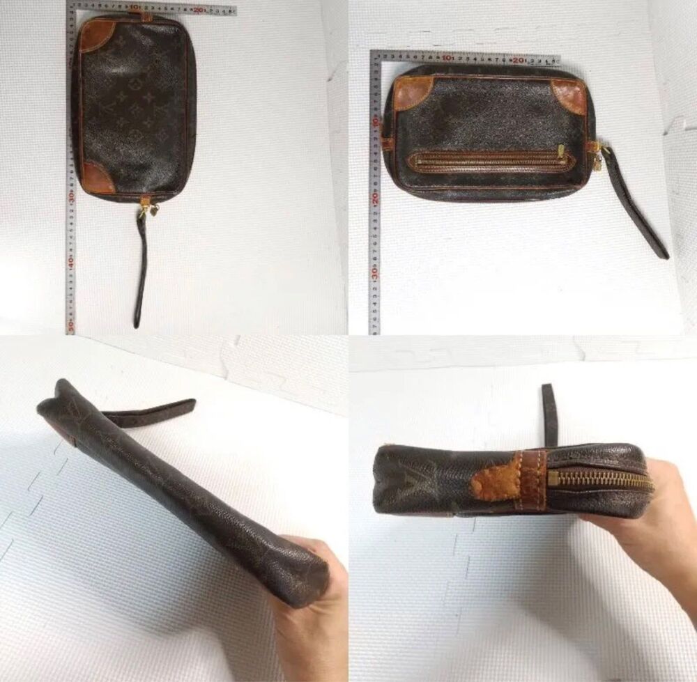 LOUIS VUITTON Monogram Clutch Bag Leather Used Authentic